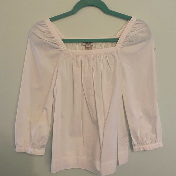 J Crew White Square Neck Blouse - Picture 3 of 4